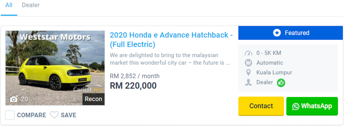 Honda e Malaysia 