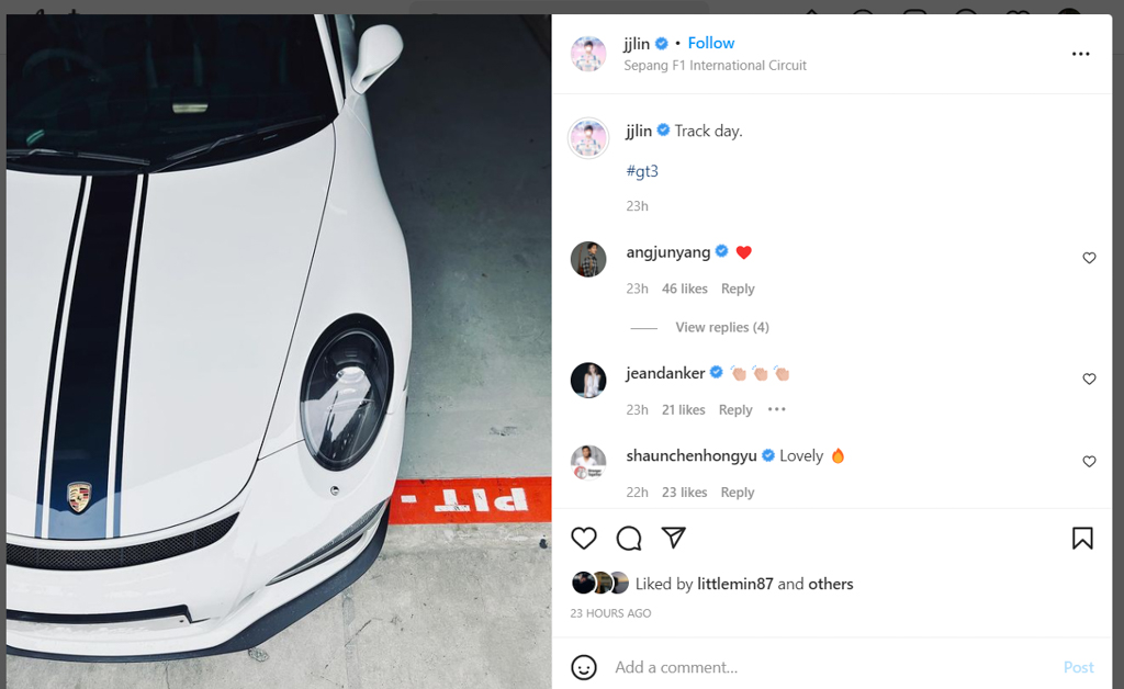 JJ Lin In Malaysia Sepang Porsche Track Day 