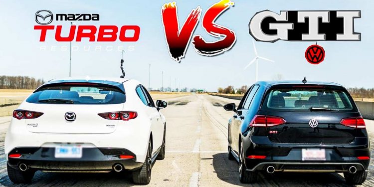 Mazda 3 Turbo VS Volkswagen Golf GTI 直线加速!究竟谁更快,谁才是小钢炮之王?