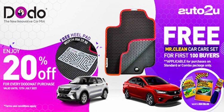 好康来咯！！现在购买 Dodo®️ Mat 汽车脚垫就可享有20%折扣，而且还有免费的礼物*！