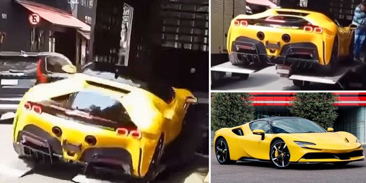 车主心疼死了!身价约500万令吉的 Ferrari SF90 Stradale 意外从运输车上跌下,名副其实的“落地百万超跑”!