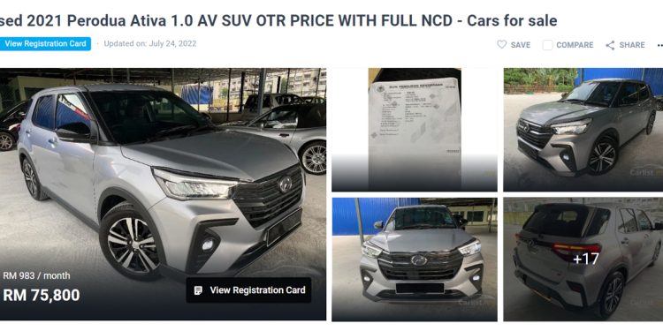 二手车比新车贵！Perodua Ativa 1.0AV 二手市场开价 RM75,800，比新车价还贵！好处是不用等车？