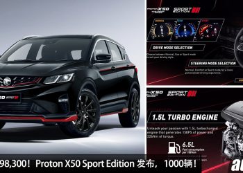 新车价 RM98,300！运动版 Proton X50 Sport Edition 发布，限量 1000 辆，外形更帅，配备更好！